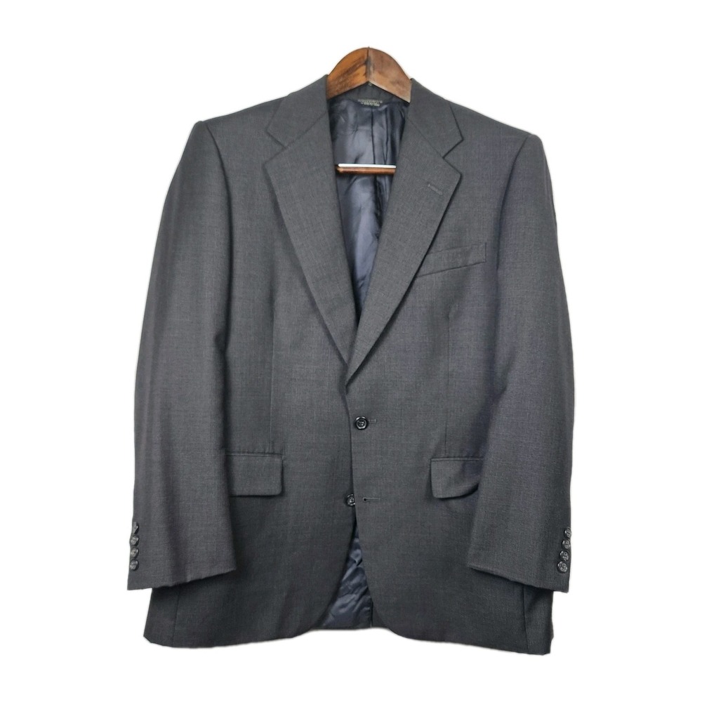 Southwick USA Sharkskin Wool Suit Jacket 40R Gray Sport Coat Classic Tailored